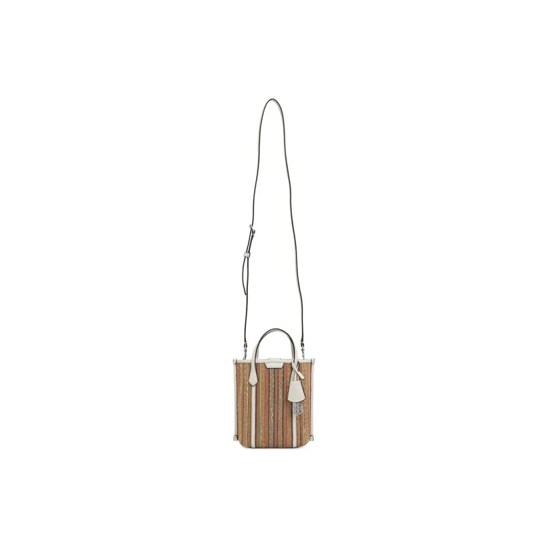 TORY BURCH Perry Raffia Leather Trim Tote Bag Shopping Bag Shoulder Bag Crossbody Bag Handbag Mini Women's Multicolor-5