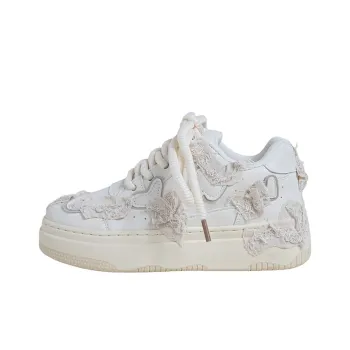 OYNN New Freshman Series Distressed Cream White Sneakers Box Anti-Slip Wear-Resistant Low-Top Skateboard Shoes Women's