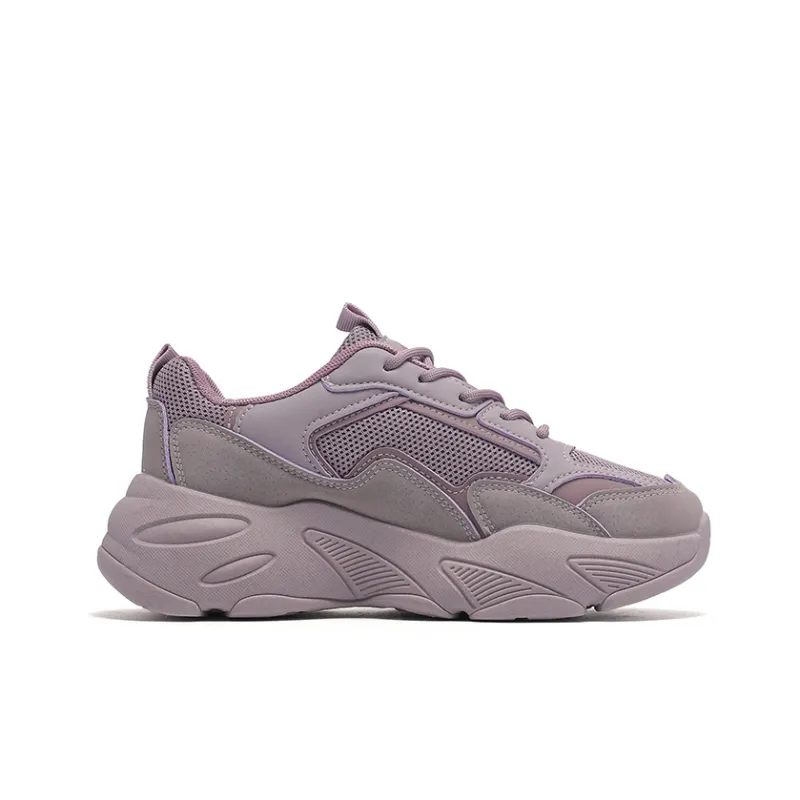 Warrior Trendy Casual Shoes Durable Breathable Lightweight Low-Top Chunky Sneakers Women's Purple-2