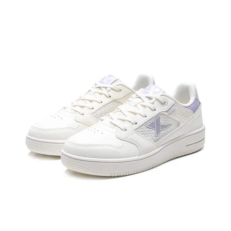 XTEP Skateboard Shoes Women's Low Top Sail White/Snow Cyan Purple-2
