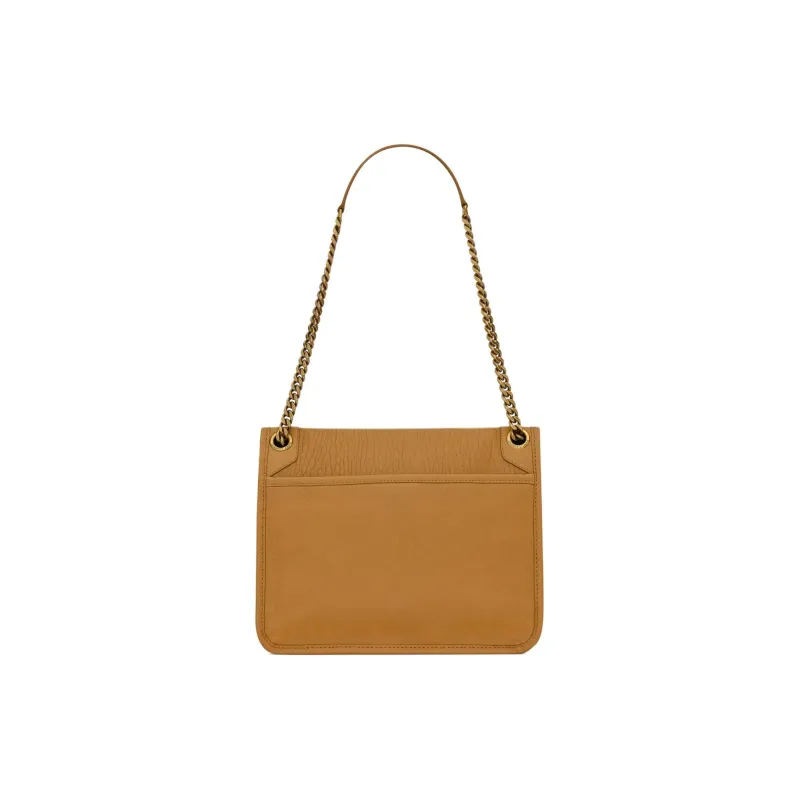 SAINT LAURENT Niki Grain Sheepskin One Shoulder Handbag Medium Size Women's Brown-4