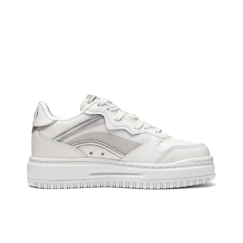 LiNing Future C1 Slip Resistant Cushioning Low Top Skateboard Shoes Women's White Silver-1