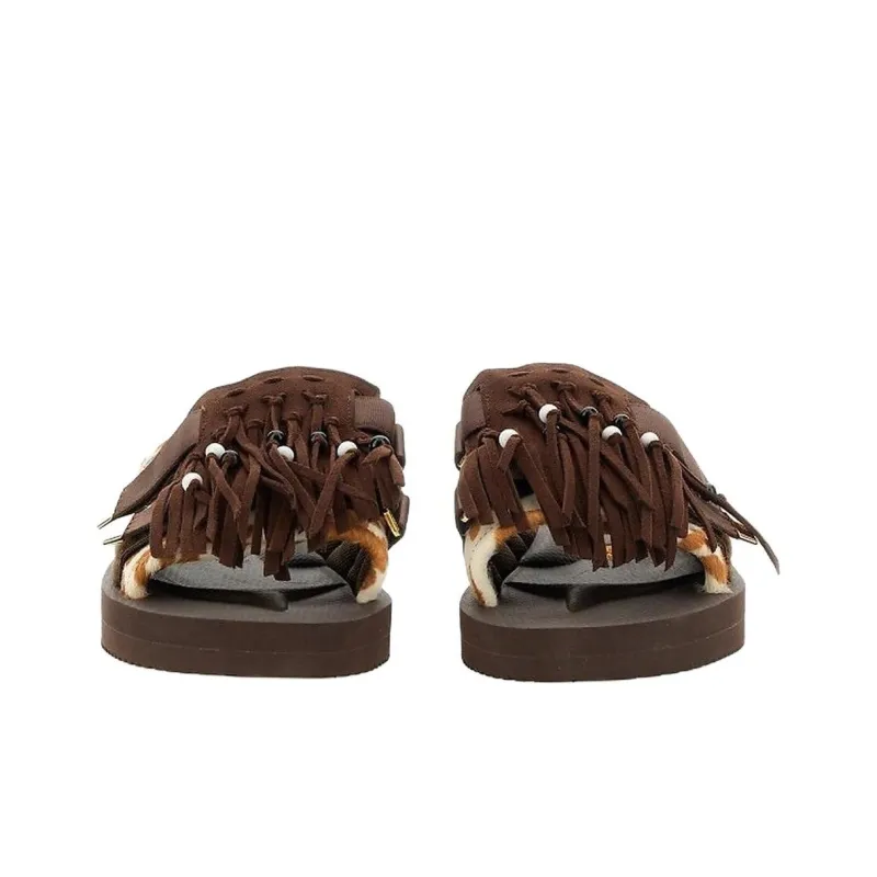 Suicoke Zebra Pattern Fringe Detail Sandals-2