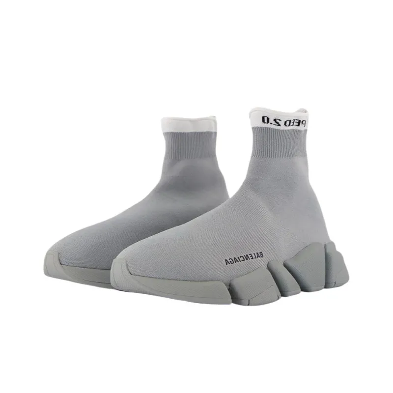 Balenciaga Speed 2.0 Mid Top Casual Shoes Men's Gray Black-2