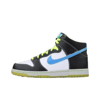 Nike Dunk Slip-Resistant Cushioning High-Top Skateboard Shoes Unisex White/Blue Glow In The Dark