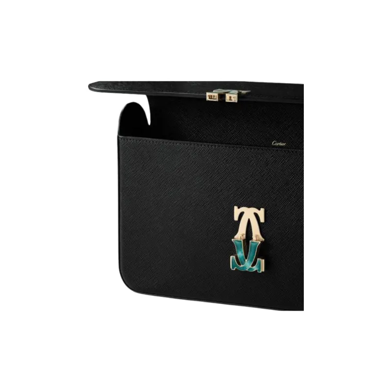 CARTIER C De Cartier Collection Calfskin Portable Crossbody Bag Shoulder Bag Small Size Women's Black-3