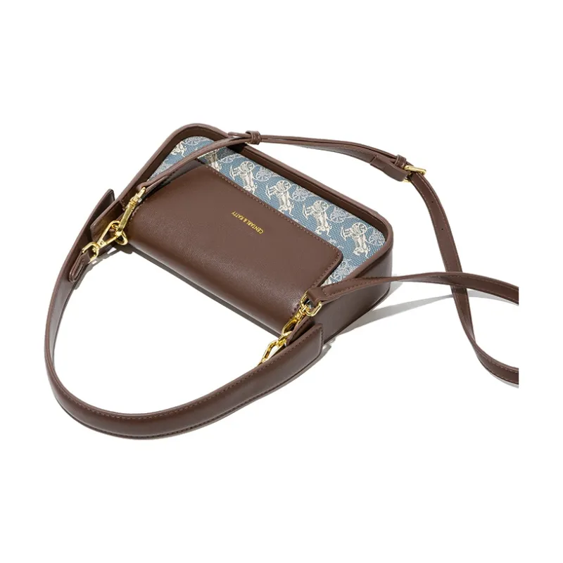 CentarlKatty Polyurethane Shoulder Bag Regular Women's Carriage Blue & Coffee-4