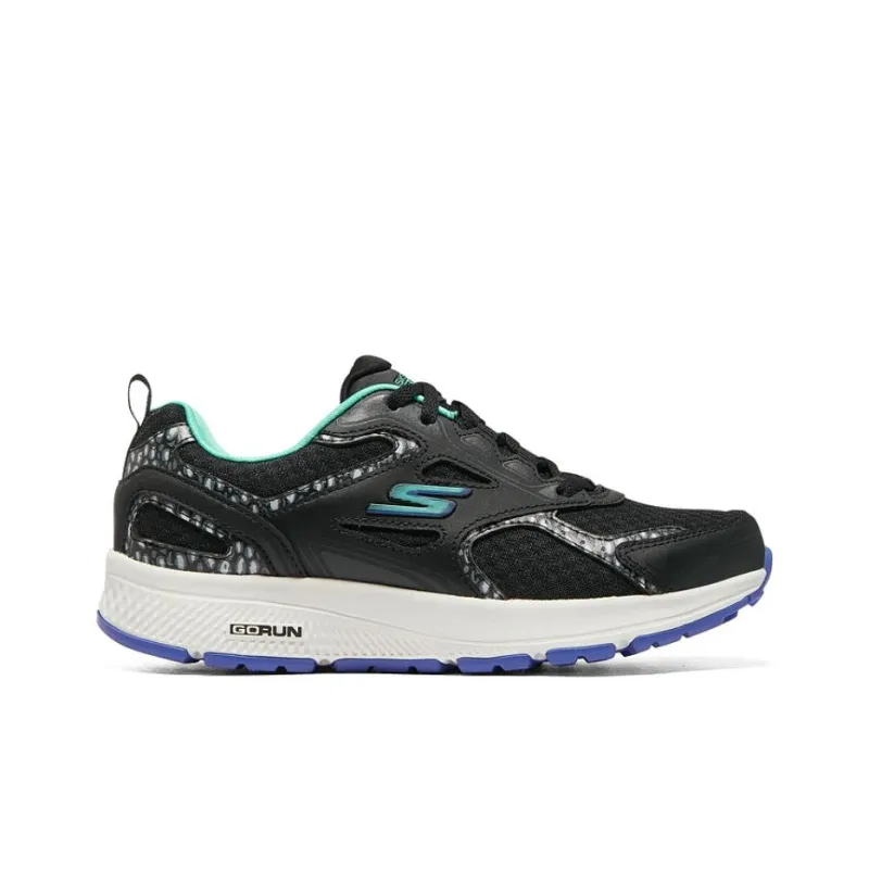 Skechers Go Run Consistent Cushioning Wear Resistant Low Top Running Shoes Women's Black Green-1