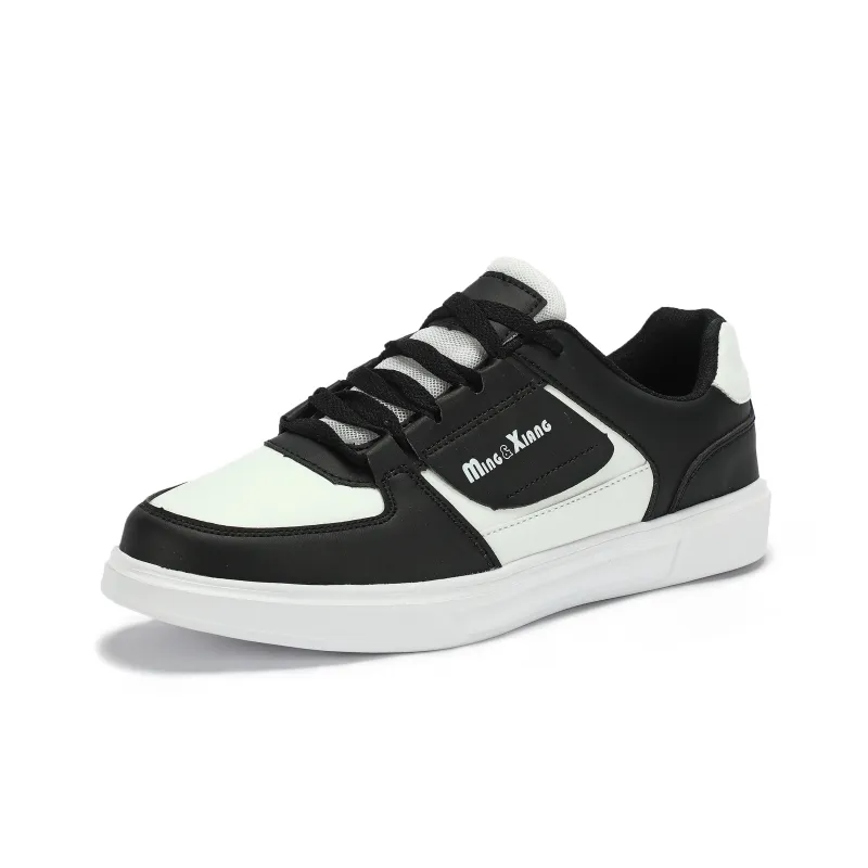 Singing Anti Slip And Wear Resistant Lightweight Low Top Skateboard Shoes Unisex Black White-1