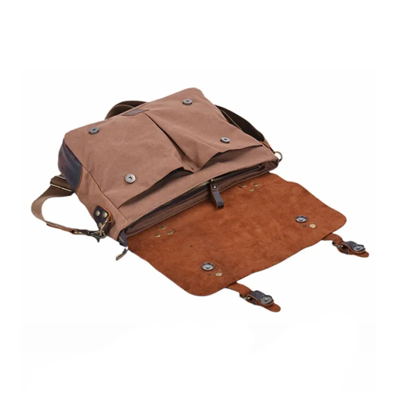 PULUWIRR Canvas With Leather Versatile Minimalist Style Convenient Medium Firmness Handbag Regular Unisex-4