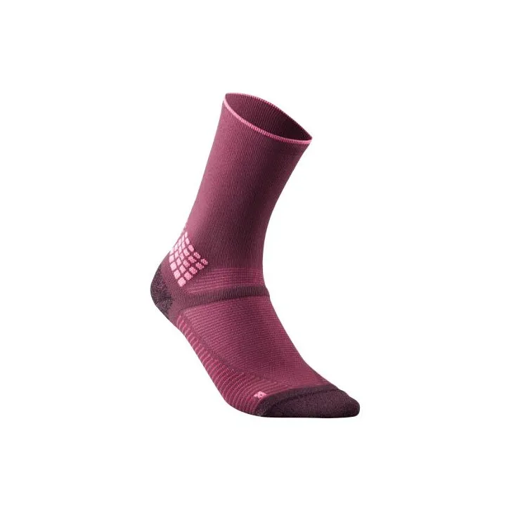 DECATHLON Mid-Calf Socks Unisex 2 Pack Dark Red-2