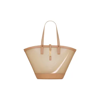 SAINT LAURENT Leather Bonded With Polyurethane Handbag Medium Size Women's Oat Milk Brown Gold