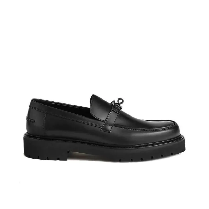 HERMES Icone Loafers Men's Black-1