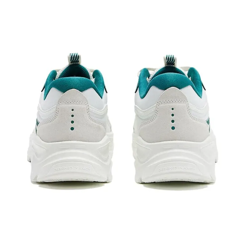 QIAODAN Cushioned Slip Resistant Low Top Running Shoes Men's Birch White-3