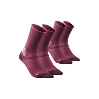 DECATHLON Mid-Calf Socks Unisex 2 Pack Dark Red