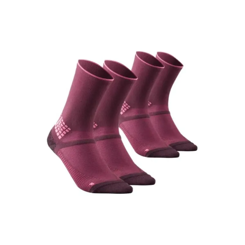 DECATHLON Mid-Calf Socks Unisex 2 Pack Dark Red-0