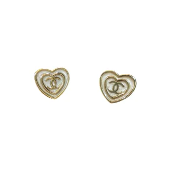 CHANEL Pearl Earrings Women's Gold