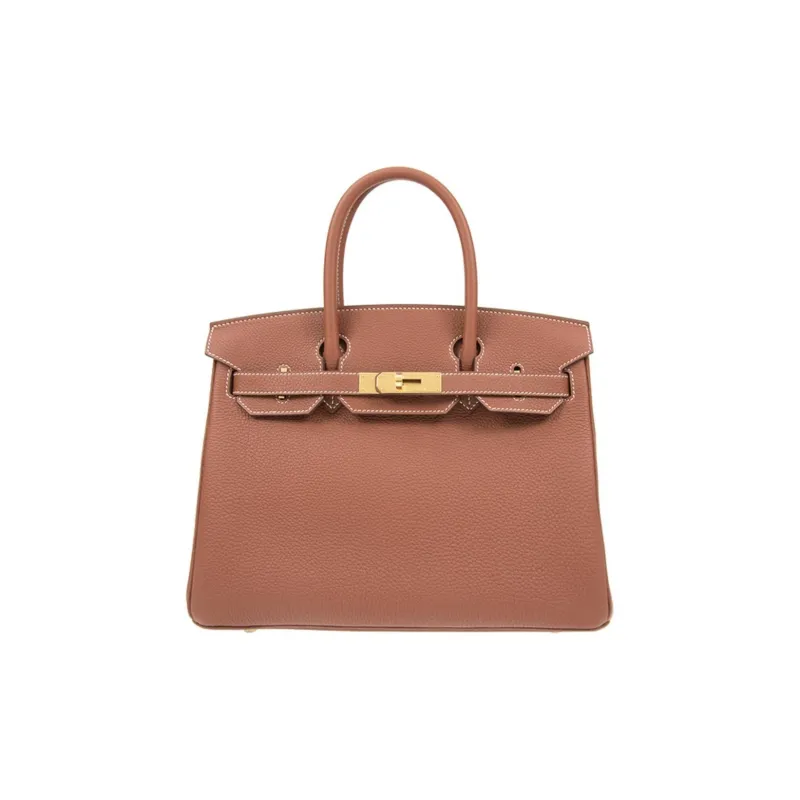 HERMES Birkin Togo Leather Birkin Bag Handbags Women's 4E Sienne Ochre Red-0