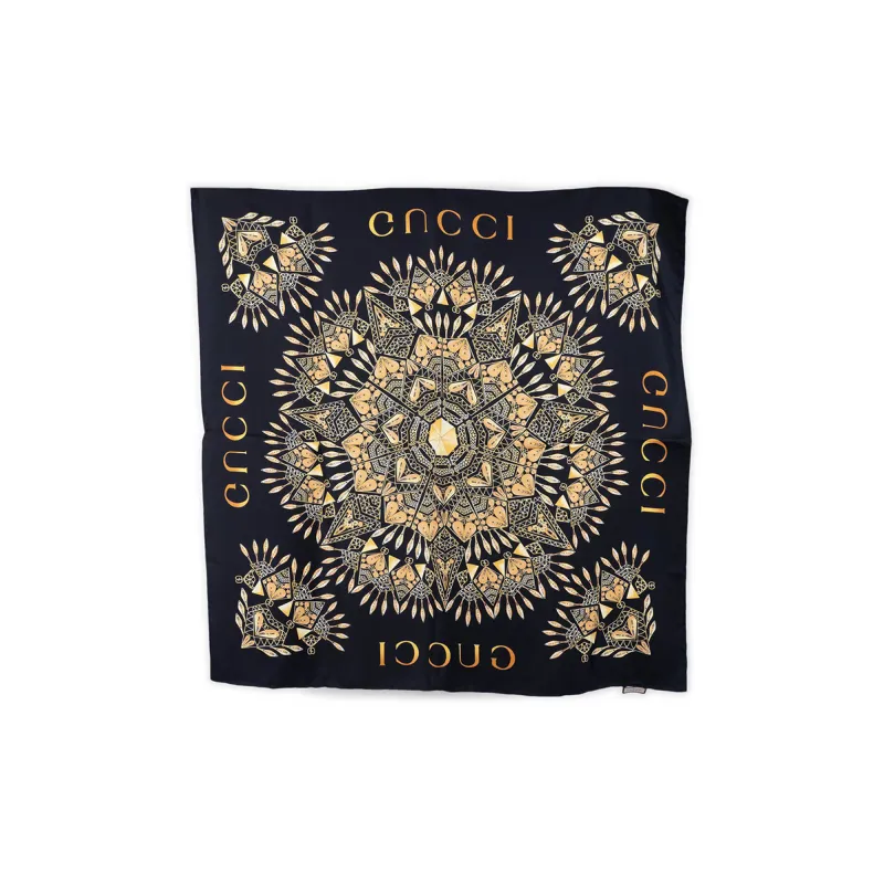 GUCCI Silk Scarves Unisex Black-1