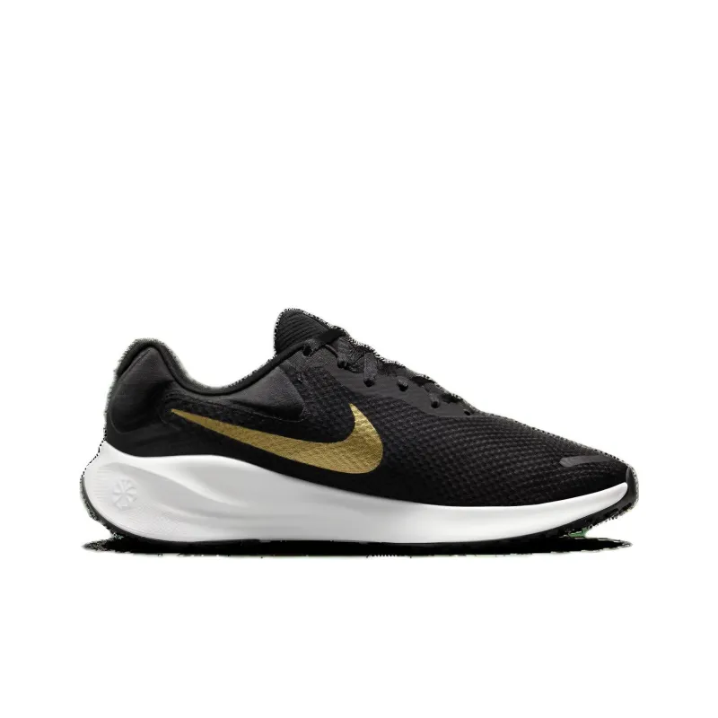 Nike Revolution 7 Black White Metallic Gold Women's-1
