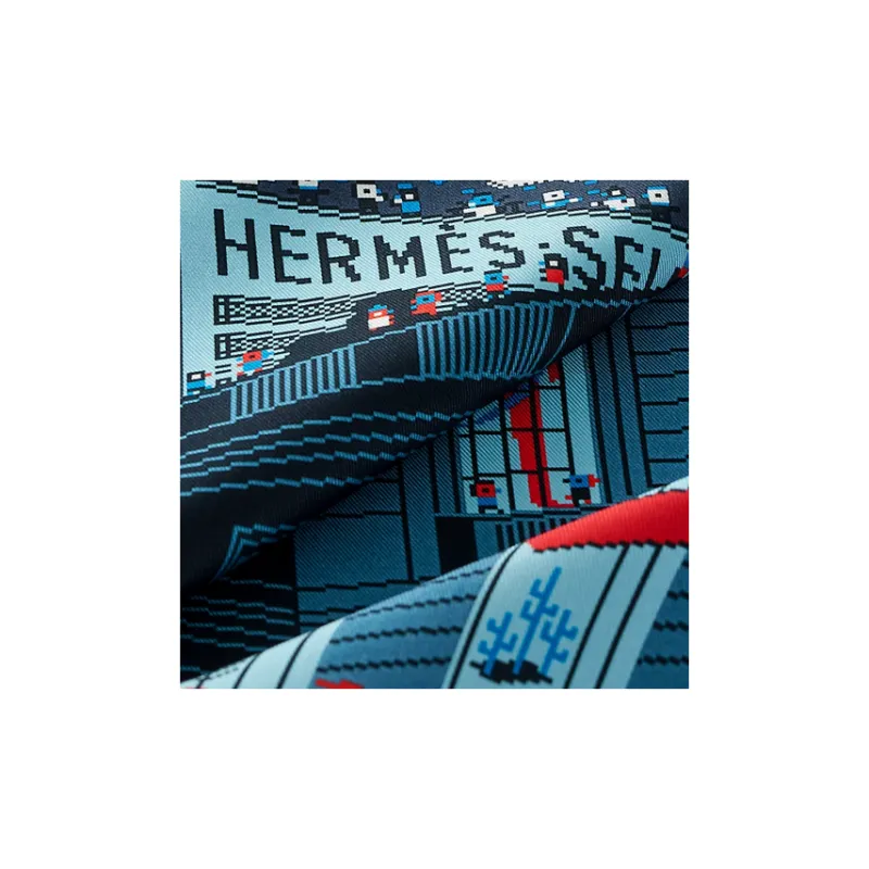 HERMES Silk Scarves Men's Dark Blue-1