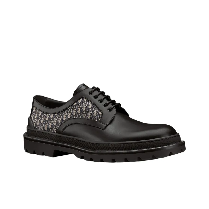 DIOR Explorer Derby Casual Leather Shoes Men's Pitch Black-2