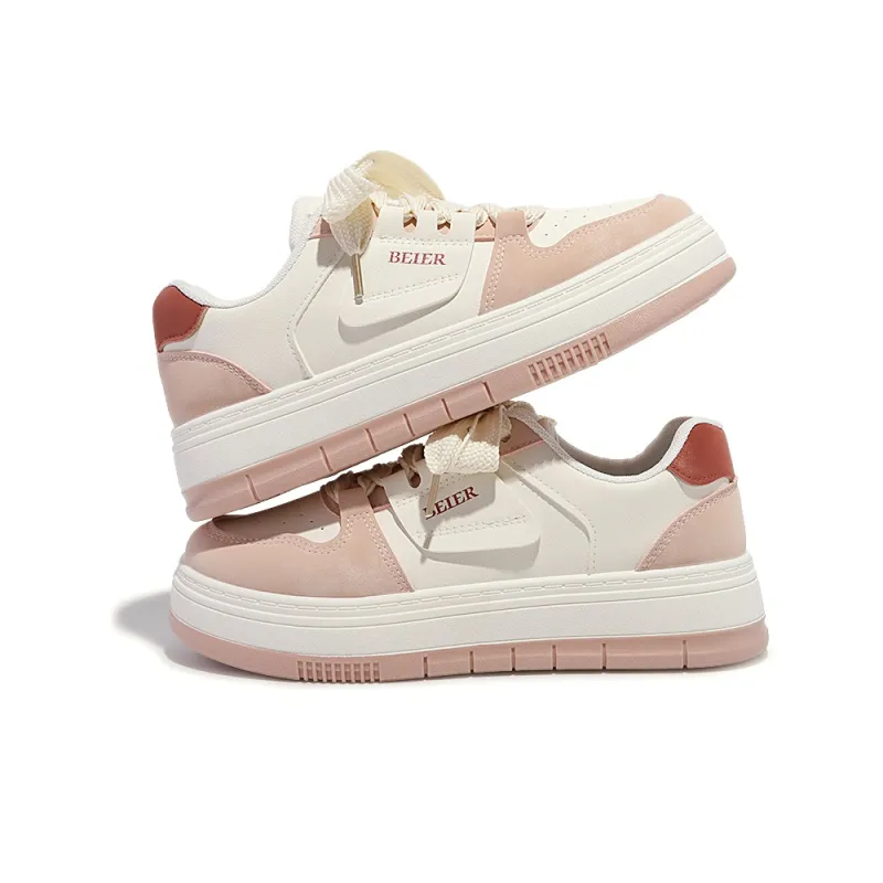 Shen Linsen Thermal Slip Resistant And Abrasion Resistant Low Top Skateboard Shoes Women's Beige Pink-3