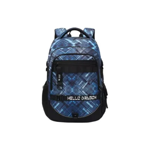 HERDER Nylon Fabric Backpack Large Size Unisex Interstellar Stripes Blue