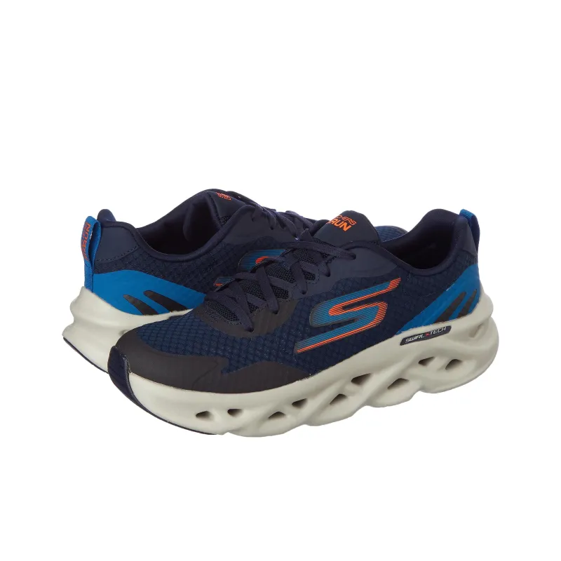 Skechers Go Run Swirl Tech Durable Breathable Lightweight Low-Top Running Shoes Men's Blue Black-3