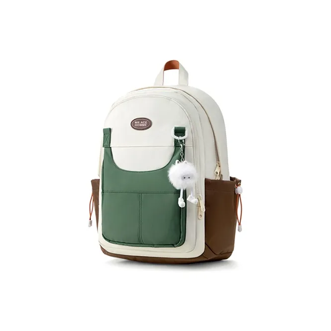 MR.ACE HOMME Polyester Backpack Regular Unisex Deep Sea Green/Chocolate Gray/Misty Purple Gray/Sweet Cool Black-2