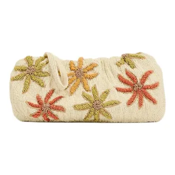 ZARA Cotton One Shoulder Crossbody Clutches Medium Size Women's Beige & Multicolor