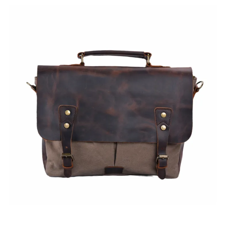 PULUWIRR Canvas With Leather Versatile Minimalist Style Convenient Medium Firmness Handbag Regular Unisex-7