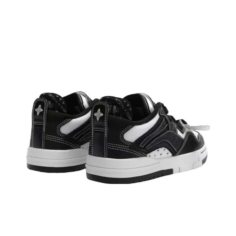 SMFK x LiNing Wave Pro Coverage Anti Slip And Wear Resistant Low Top Skateboard Shoes Women's Black White-2