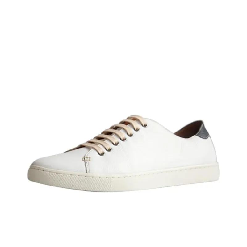 TIMOTHY&CO. White Sneakers Slip Resistant Low Top Casual Shoes 2cm Men's White-0