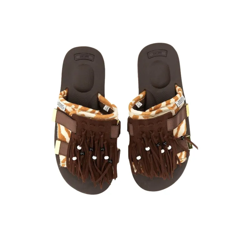 Suicoke Zebra Pattern Fringe Detail Sandals-3