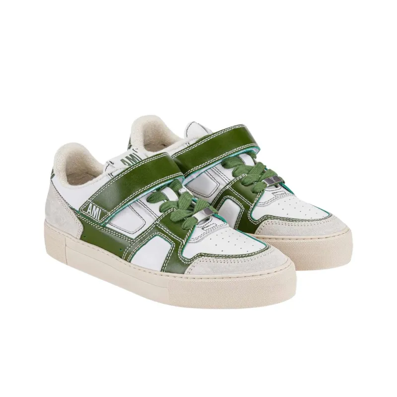 AMIPARIS Low Top Skateboard Shoes Men's White Green-3