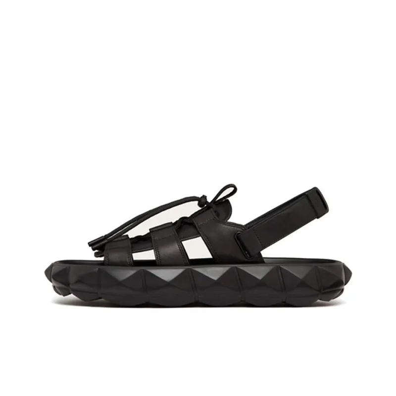Valentino Roman Stud Strap Sandals Men's Black-0