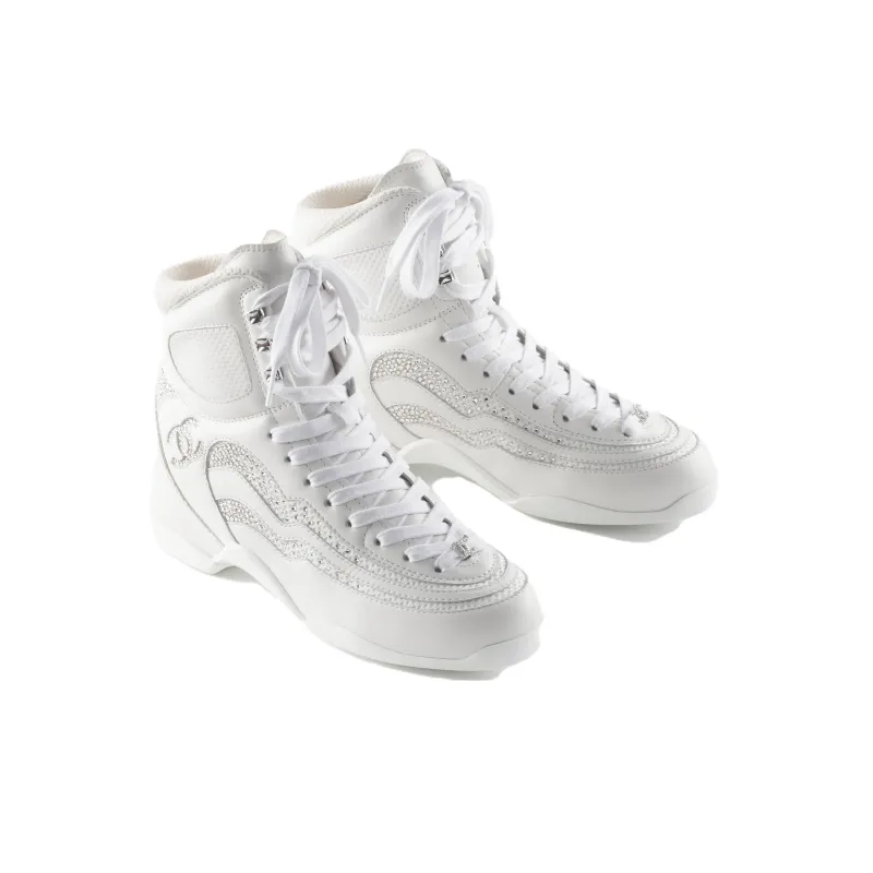 CHANEL Cushioning Wear-Resistant High-Top Casual Shoes Women's White-3