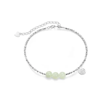 Bermuda Eyes Hetian Jade S925 Silver Bracelets Women's Pale Greenish White Jade
