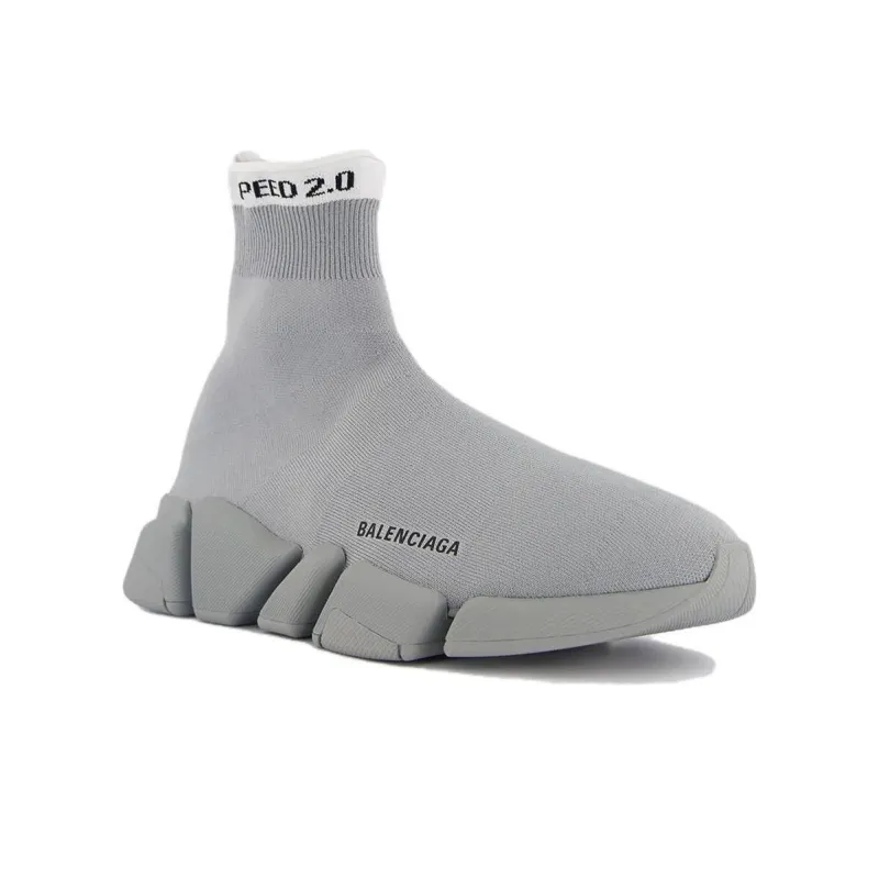 Balenciaga Speed 2.0 Mid Top Casual Shoes Men's Gray Black-1
