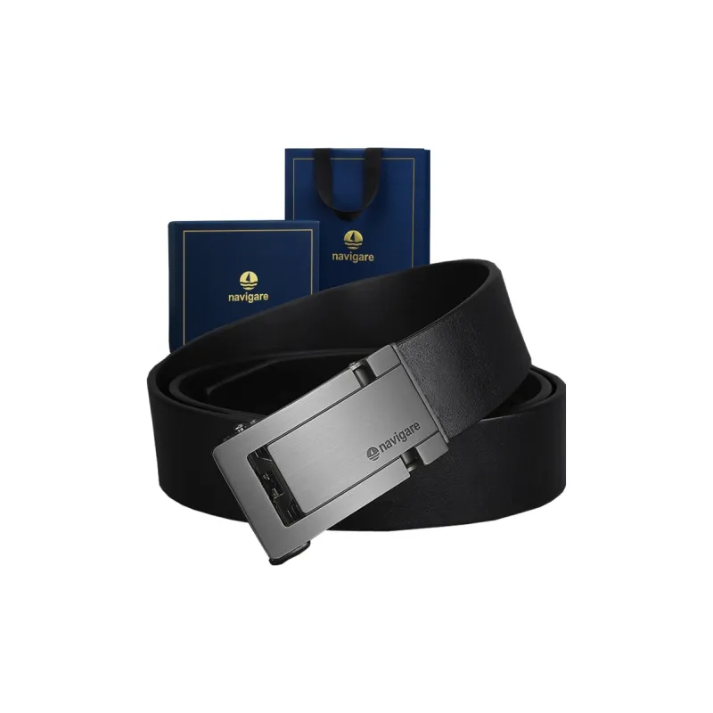 NAVIGARE Top Grain Cow Leather Belt Belt Men's Matte Gunmetal Black Gun Width  3.5cm-7