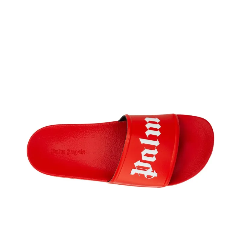 PALM ANGELS Pool Slides Red White-2