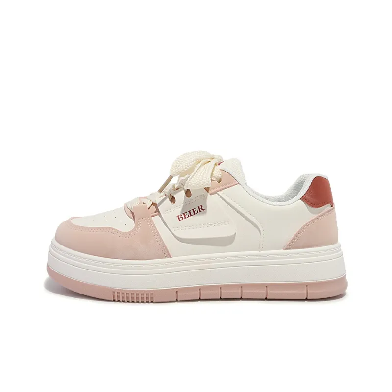 Shen Linsen Thermal Slip Resistant And Abrasion Resistant Low Top Skateboard Shoes Women's Beige Pink-0