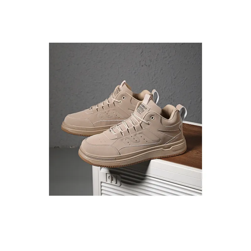 PLAY COBBLER Skateboard Shoes Unisex High Top Beige/Black-8