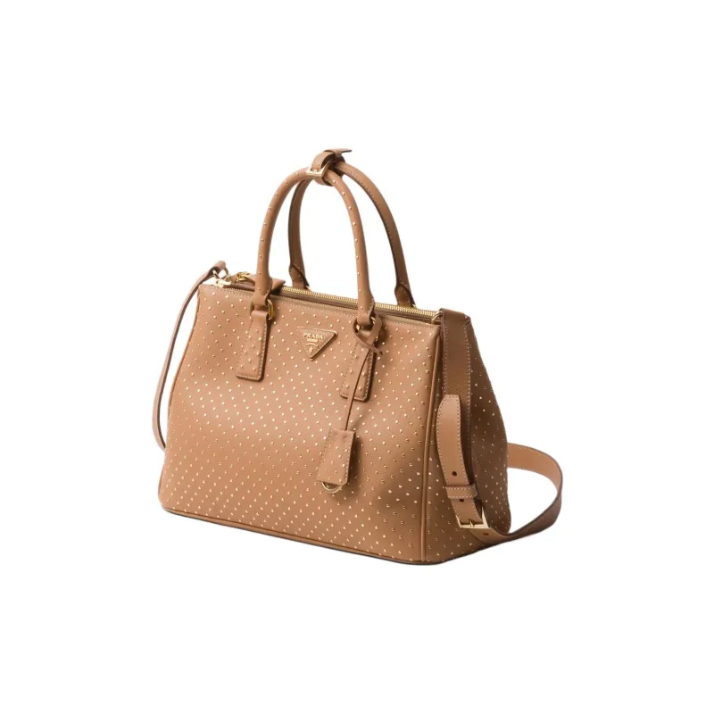 PRADA Leather Shoulder Bag Crossbody Bag Handbag Large Size Women's Brown-1