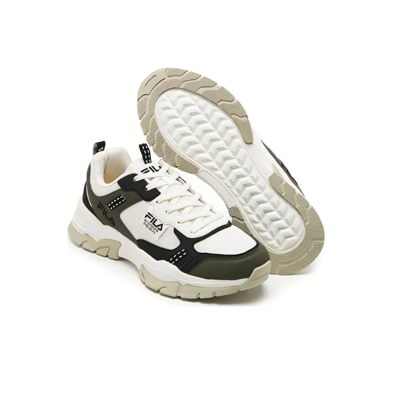 FILA Sash Durable Breathable Low-Top Running Shoes Men's White Green-4