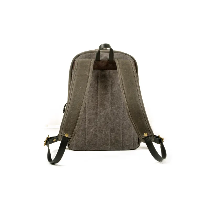 PULUWIRR Cow Leather Canvas Backpack For Men Regular Unisex Khaki Army Green Black Gray Green-9