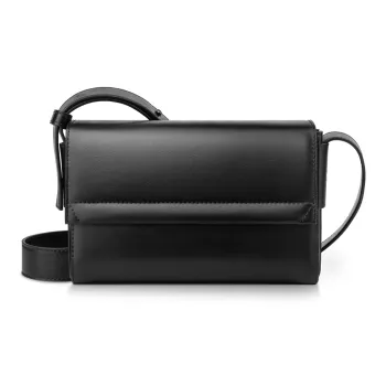 INJOYLIFE Split Cow Leather With Removable Membrane Crossbody Bag Shoulder Bag Small Size Unisex Black