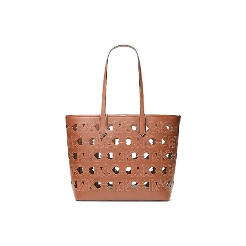MICHAEL KORS Eliza Series Faux Leather Tote Bag Shopping Bag Handbag Shoulder Bag Large Size Women's Brown-0