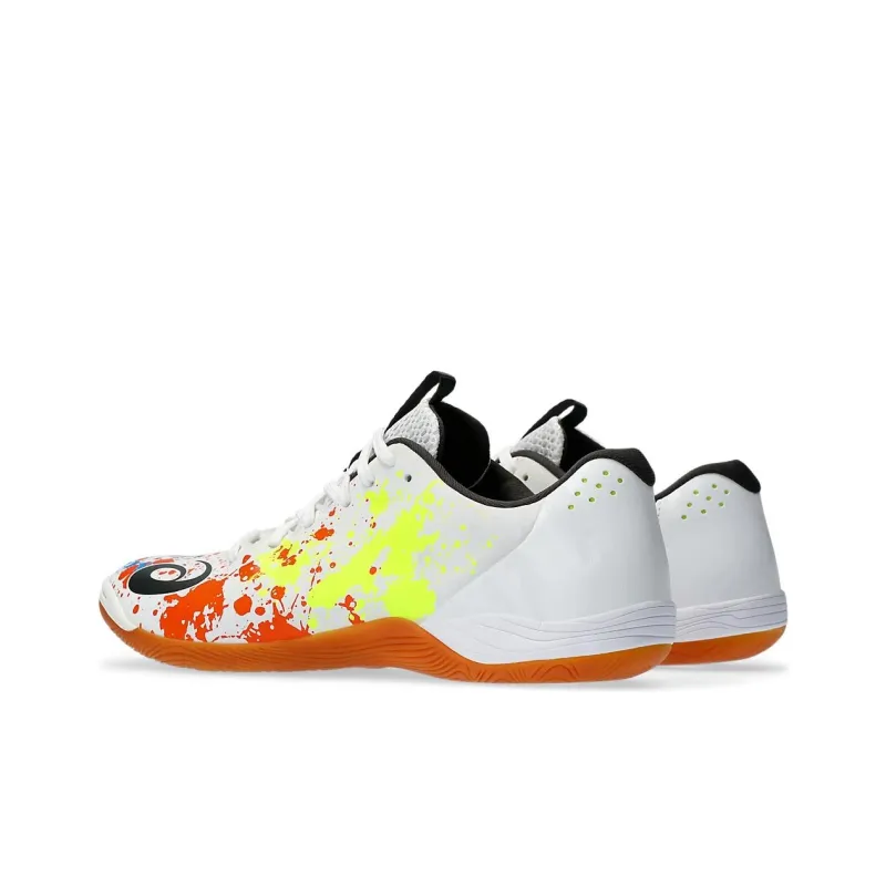 Asics TOQUE 8 IC/IN Slip Resistant Soccer Shoes Men's White Red Yellow-2